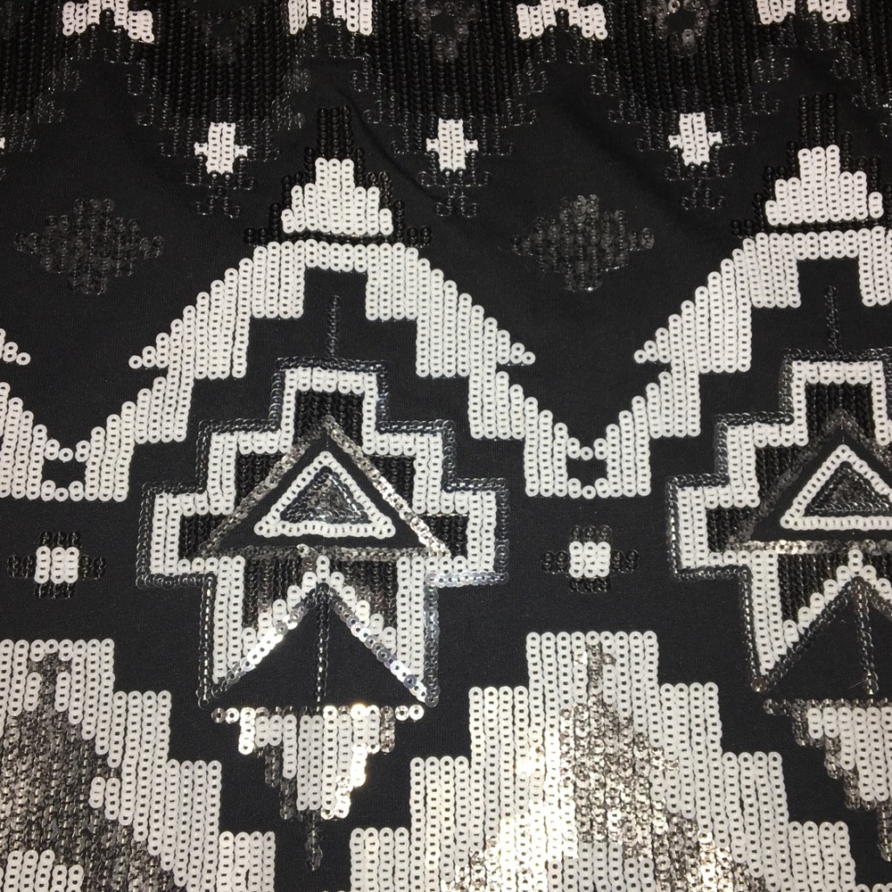 Express Black Aztec Sequin Mini Skirt - Picture 5 of 8